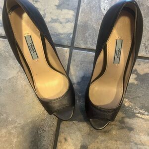 Prada grey Leather Heels with Classic Design